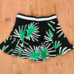 Zara Tropical palm tree black and green skort S